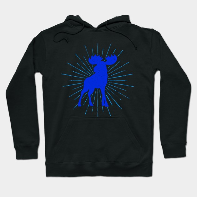 Blue Moose Animal Distressed with Burst Hoodie by terrybain